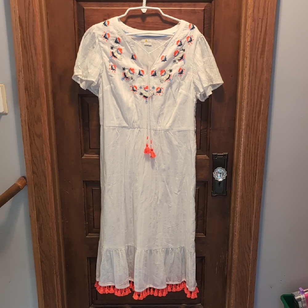 Boho Boden Gauzy Dress With Tassels Sz 12
